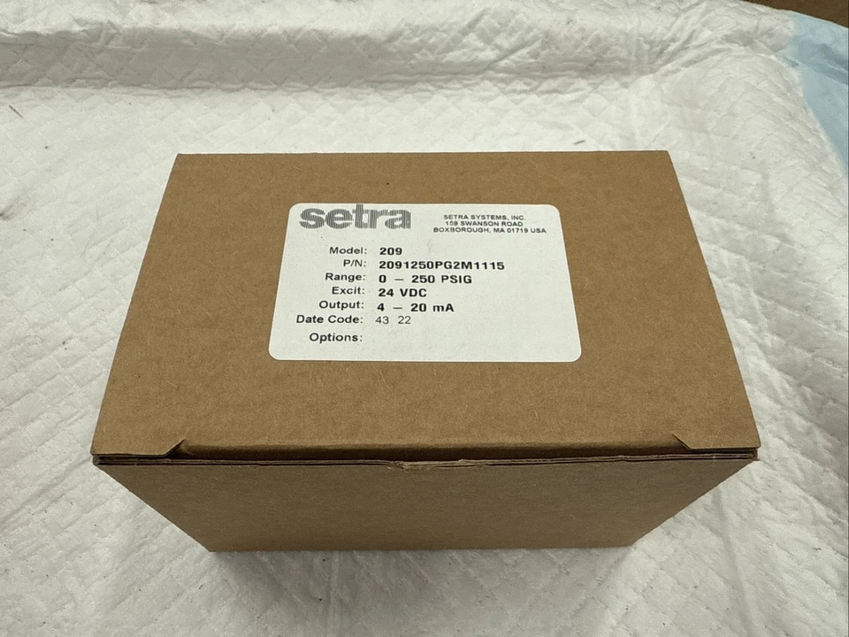 NEW! Setra 2091250PG2M1115 Pressure Transducer, 0-250PSIG, 24VDC, 4-20mA - Image 1 of 1