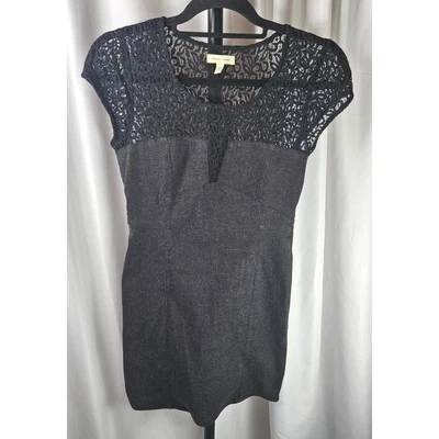 Y2K Silence + Noise Lace Top Mini Dress Party Cocktail Fitted Stretch Black Sz S - Image 1 of 4