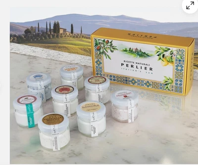 Perlier 8-piece Mini 1 oz. Body Cream Glass Jar Set Multiple Scents Sealed Box - Image 1 of 3