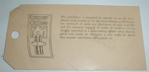 SELTEN ORIGINAL HEIZUNG HANG TAG 1955 HEIZUNG NEU CHEVROLET CHEVY RADIO SHOW CAR - Bild 1 von 6