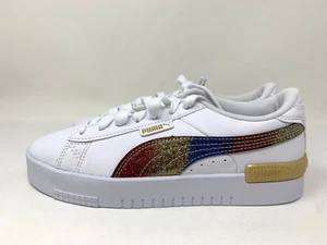 Puma Jada Sneaker Girls 5 Rainbow Glitter Lace Up Shoe WHITE Sneaker Kid Olympic - Picture 1 of 6