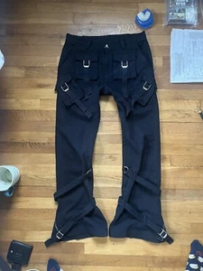 Dacha Fisherman Japanese Style Flare Cargo Denim Jeans Pants Size 34 - Picture 1 of 13