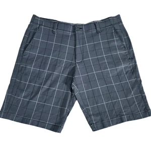 Under Armour Heat Gear Chino Shorts Mens Size 38 Gray Check Loose Golf - Picture 1 of 6