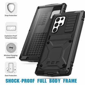 For Samsung Galaxy S22 Ultra Case Metal Shockproof Stand Cover Screen Protector - Picture 1 of 21
