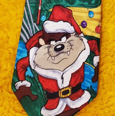 TAZMANIAN DEVIL ~ BUGS BUNNY ~ LOONEY TUNES ~ CORBATA DE NAVIDAD PARA HOMBRE ~ 58" Foto 1 de 3