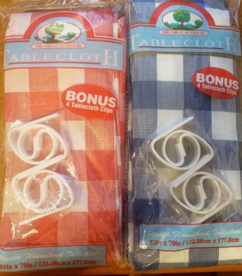 Manteles azules y rojos "52x70" + 4 clips de mesa lote de 2 NUEVO Foto 1 de 2