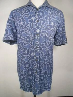 Hermosa Camisa Para Hombre XL Tommy Hilfiger Azul Floral Manga Corta Botón Foto 1 de 4