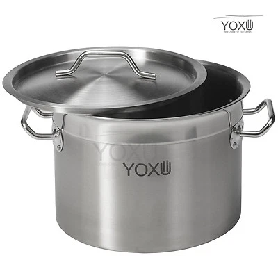 PENTOLA PROFESSIONALE ACCIAIO INOX COPERCHIO CUCINA CATERING RISTORANTE AISI 304 - Immagine 1 di 4