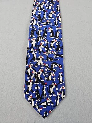 Looney Tunes Sylvester 男式领带 1994 复古华纳兄弟美国丝绸 — 第 1/4 张图片