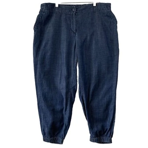 Talbots Jogger Pants Women 2XP Plus Elastic Band Pockets Chambray Linen Blend - Picture 1 of 17
