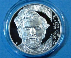 2010 Tschechische ALPHONSE MUCHA JUGENDSTIL 200 Korun Silber PP Münze Czechia PP - Bild 1 von 4