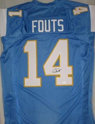 SD Chargers DAN FOUTS Signed Custom Jersey AUTO - JSA!! - HOF 1993 - Image 1 of 2