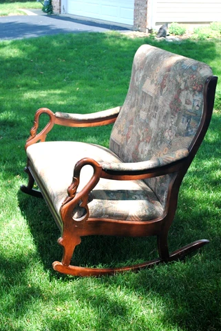 RARE 1930'S ANTIQUE VICTORIAN JOHNSON BENCHWORK SWAN ARM  DOUBLE ROCKING CHAIR Cover
