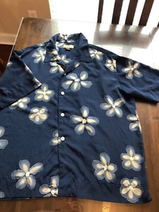 PH B NYC Button Up Shirt Blue Floral Size XL Men Short Sleeve - Picture 1 of 10