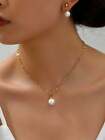 3pcs/set Simulated Faux Pearl Necklace Set With Collarbone Chain And Stud