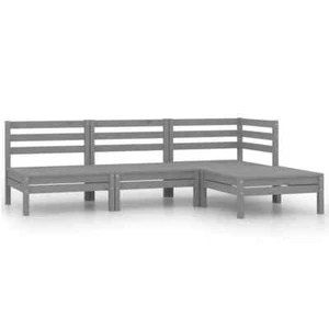 NNEVL 4 Piece Garden Lounge Set Solid Pinewood Grey - Picture 1 of 10
