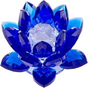 Cristal 5 Pulgadas Zafiro Azul Flor de Loto Feng Shui Decoración del Hogar con Caja de Regalo - Imagen 1 de 5