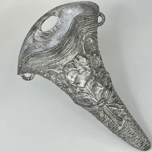 Antique French Silver Coloured Metal Wall Hanging Floral Planter Vase - Picture 1 of 19