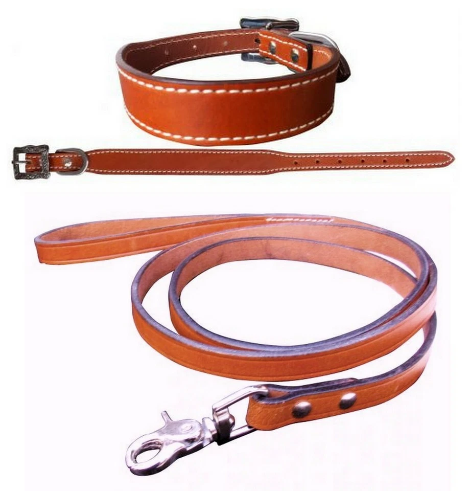 Collar de perro de cuero genuino marrón de 1" de ancho con o sin 5/8" a juego con correa Foto 1 de 3