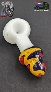 4" Tobacco Smoking Bowl Pipe Glass Hand Pipes Mixed Swirl B/Y/R - Picture 1 of 4