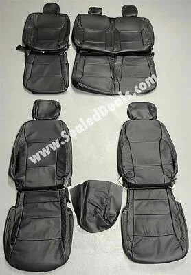Black Leather Seat Covers Upgrade for 2021-25 Ford F-150 XLT STX SuperCrew Crew - Image 1 of 4