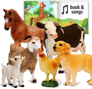 Bauernhof Tier Figuren für Kleinkinder mit Buch & Audio - 6 realistische Kunststoff Bauernhof zu - Bild 1 von 12