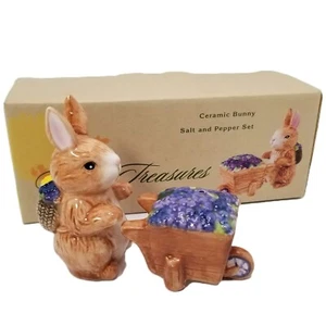 Cracker Barrel Easter Treasures Bunny Wagon Ceramic Salt & Pepper Shaker Set - Picture 1 of 10