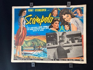 1958 SCAMPOLO Romy Schneider Paul Hubschmid Original Mexican Lobby Card 16"x12