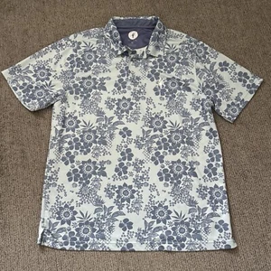 Toes On The Nose Mens XL Polo Golf Shirt Short Sleeve Hawiian Floral Blue - Picture 1 of 6