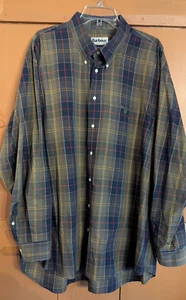 Barbour Tartan Check Button Down Dress Shirt Men US 2XL Green Blue Yellow Pocket - Picture 1 of 9