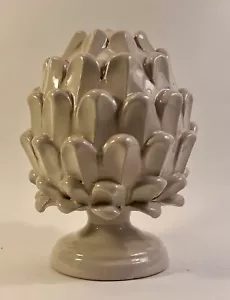 Ceramiche Nicola Fasano Pine Cone Decor Made in Italy Dove Gray 7.5" Tall - Picture 1 of 7