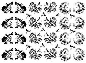 Dragonfly Garden 36 pcs 1 Inch Black Fused Glass Decals - Picture 1 of 1