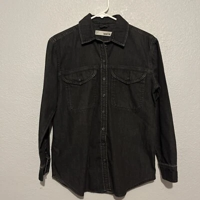 Topshop Damas Denim Botones Negro Camisa Chaqueta Talla 4 Y2K Moto Rock Punk Grunge Foto 1 de 4