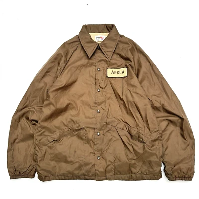 复古 King Louie Pro Fit 男式 M 美国制造棕色工作尼龙风衣夹克 — 第 1/4 张图片