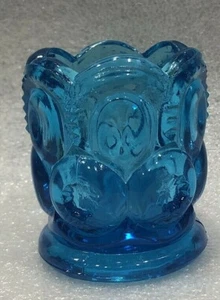 Vintage LE Smith Glas Mond & Sterne Zahnstocher Halter in Kolonialblau - Bild 1 von 3