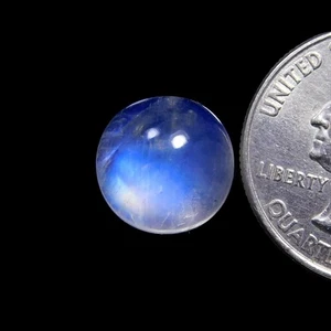 AAA Quality Blue Flashy Rainbow Moonstone Cabochon Round Shape Gemstone 8Ct - Picture 1 of 3