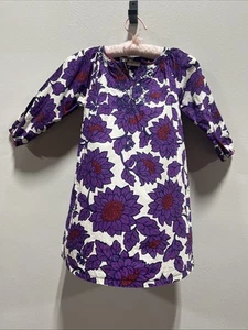 Pink Chicken Purple/White/Red Floral Cotton Long Sleeve Dress 8Y - Picture 1 of 17