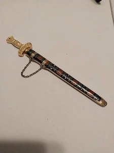 Vtg Cloisonne Sword Letter Opener With Sheath Asian Decorative Desk Accessory - Picture 1 of 4