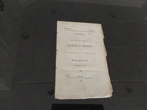 1845 Ansprache an die Legislative von MA Gov. George Briggs Massachusetts - Bild 1 von 5