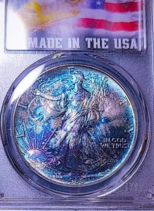 1986 PCGS MS 67  Toned United States Silver American Eagle - US Coin # 9591 - Picture 1 of 2