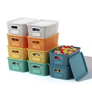 Plastic Storage Basket with Lids 10 Pack Stackable Colorful Storage Bins Cont... - Bild 1 von 9