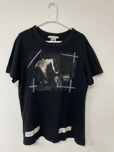 T-shirt Caravaggio Off White manica corta effetto invecchiato nera 2016 taglia XL - Foto 1 di 15