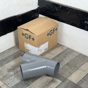+GF+ D90 ABS 45° Degree Equal 90 mm PN 6 Drainage Solvent Cement Light Grey NEW - Picture 1 of 17