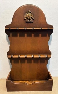 De Colección 12 Cucharas Soporte Estante 18" Madera Emblema Águila Americana Temprana-Excelente Estado - Imagen 1 de 4