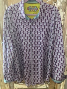 Robert Graham Purple and White Shirt Flip Cuffs Knowledge Wisdom Faith Size 3xl - Picture 1 of 17