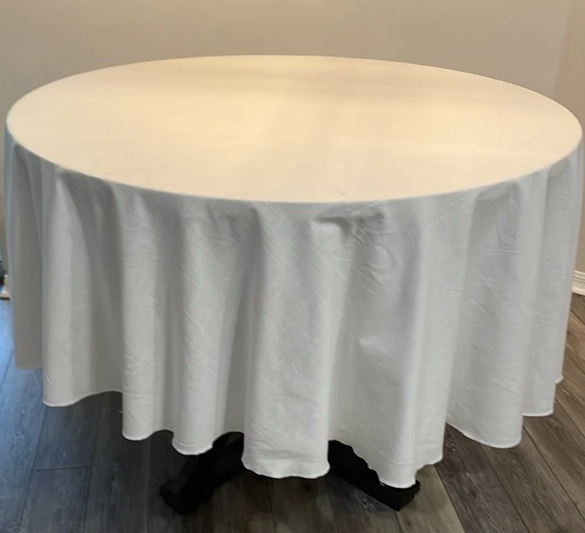 亚麻混纺椭圆形桌布象牙白 96 英寸 x 86 英寸 — 第 1/4 张图片