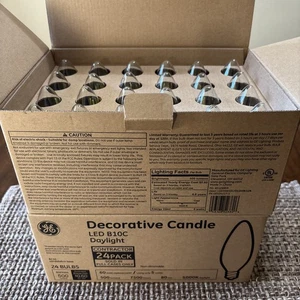 48 Pack GE Daylight LED B10C Candelabra Base Bulbs 60w EQ 5w Decorative Candle - Picture 1 of 4