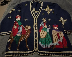 Vintage Bellepoint Weihnachtspullover Maji Wise Herren Gr. M  - Bild 1 von 6