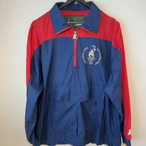 Vintage Starter Jacket 1996 Atlanta Olympics Pullover Windbreaker Red/Blue XL - Picture 1 of 7