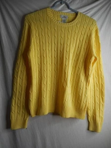 NWT Vintage Brooks Brothers 346 yellow crew neck Sweater 100% cotton Sz L - Picture 1 of 5